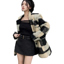 Load image into Gallery viewer, Short Plaid Wool Blazer Coat
