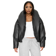 Load image into Gallery viewer, Solid Leather Puffer Coat
