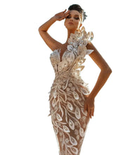 Load image into Gallery viewer, Luxury 3D Pearl Beaded Flower Petal Dress
