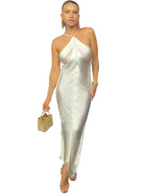 Load image into Gallery viewer, Long Draped Metallic Fringe Dress
