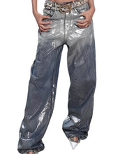 Load image into Gallery viewer, Silver-Coated Ombre Denim Jeans
