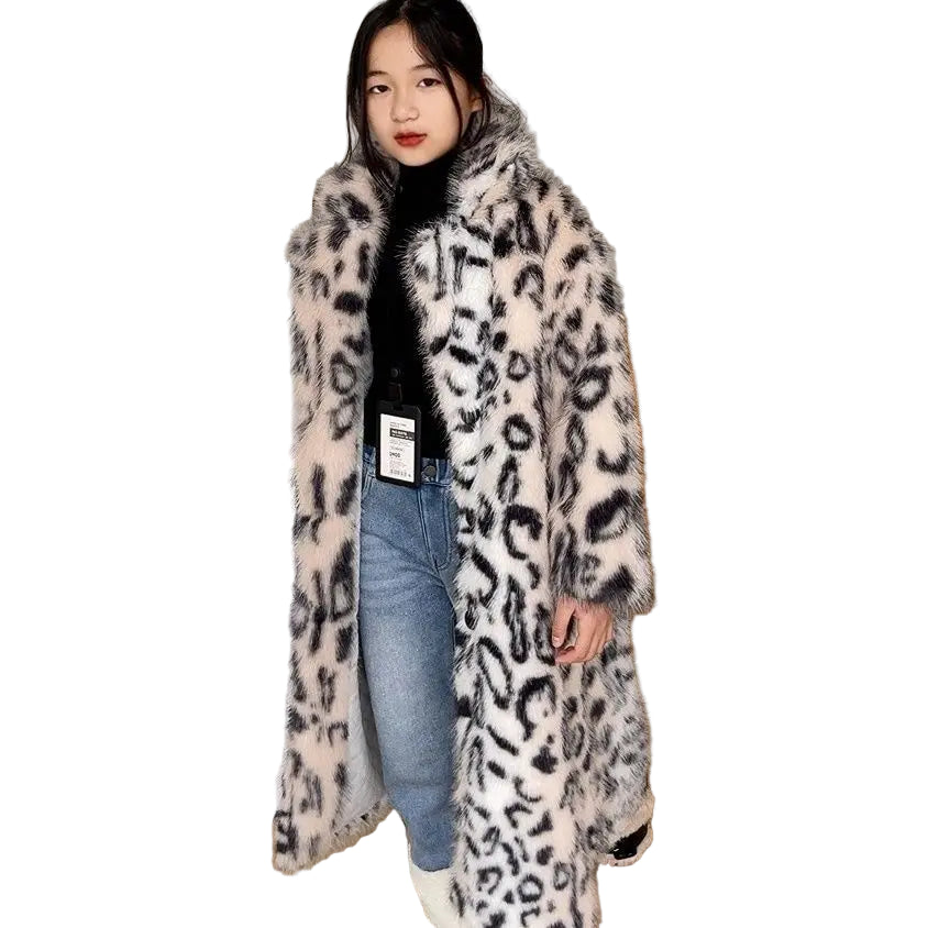 Beige Leopard Fur Coat