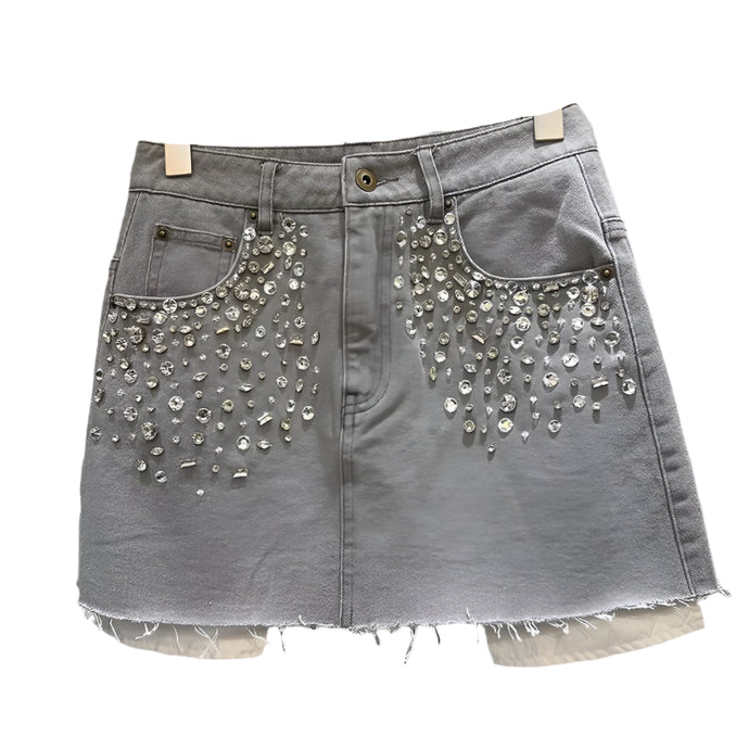 Speckled Crystal Denim Skirt Set-Modern Baby Las Vegas