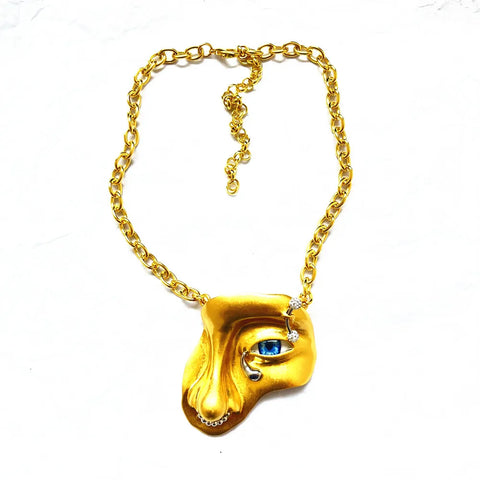 Alloy Gold-plated Mask Facial Necklace
