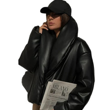 Load image into Gallery viewer, Faux Leather Puffer Coat
