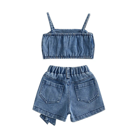 Speckled Rhinestone Denim Bow Set-Modern Baby Las Vegas