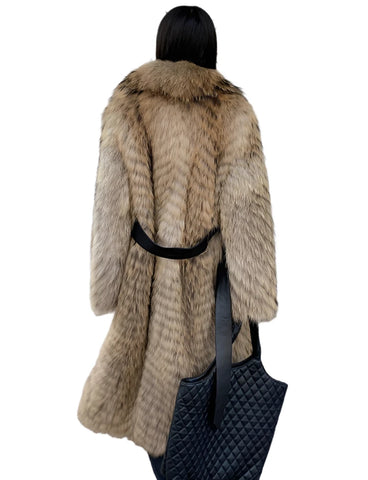 Brown Ribbed Design Fur Coat-Modern Baby Las Vegas