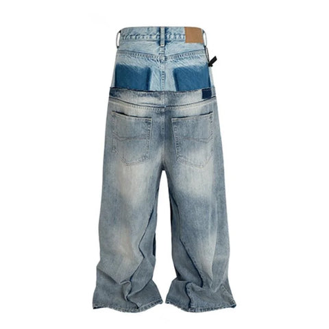 Patch Double-Layer Denim Jeans-Modern Baby Las Vegas