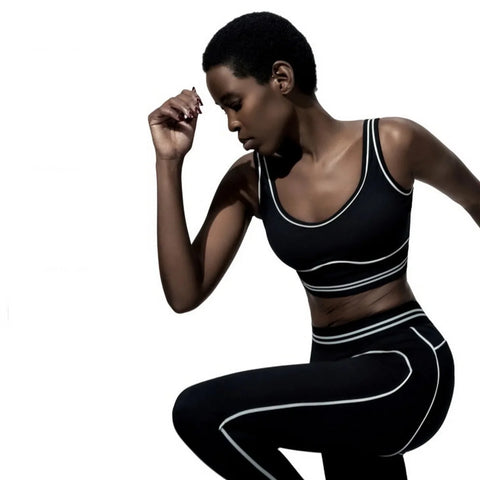 Color-blocking  Striped Yoga Set