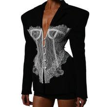 Load image into Gallery viewer, Lace Stitched  Blazer Jacket
