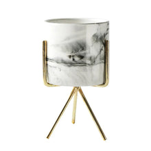 Load image into Gallery viewer, Marble Gold Accent  Ceramic Vase
