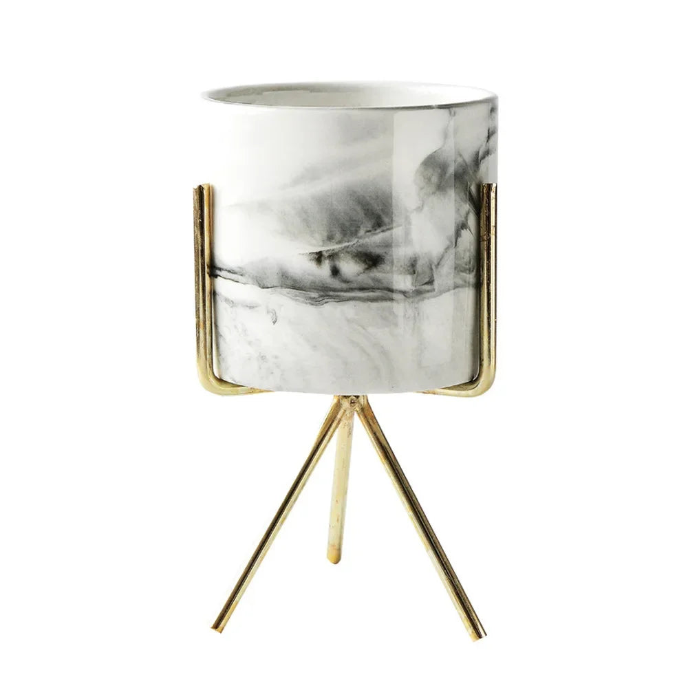 Marble Gold Accent  Ceramic Vase