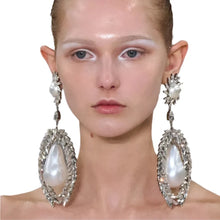 Load image into Gallery viewer, Exaggerated Diamond Large Pearl Earrings
