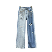 Load image into Gallery viewer, Crystal Drip Pocket Denim Jeans
