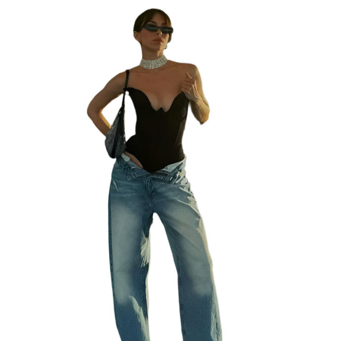 Irregular Deep V Tank Top-Modern Baby Las Vegas