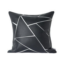 Load image into Gallery viewer, Geometric Stitched Leather Pillow Cover
