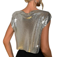 Load image into Gallery viewer, Metallic Metal Crop Top
