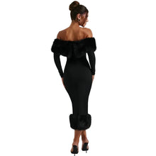 Load image into Gallery viewer, Off The Shoulder Fur Lined Dress
