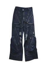 Load image into Gallery viewer, Deconstructed Zipper Pocket  Denim Jeans
