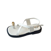 Load image into Gallery viewer, Cross Strap Gold Accent Sandals
