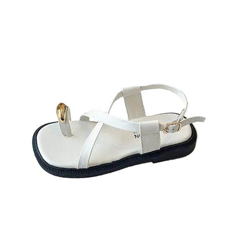 Cross Strap Gold Accent Sandals