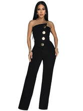 Load image into Gallery viewer, Asymmetric Gold Button Jumpsuit
