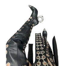 Load image into Gallery viewer, Black Metal Round Rings Over the Knee Boots
