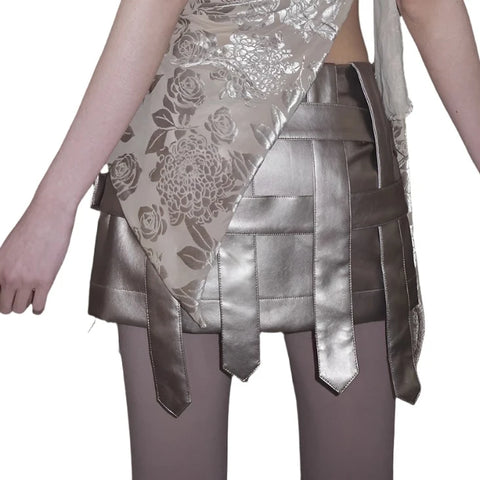 Leather Weave Buckle Strap Skirt-Modern Baby Las Vegas
