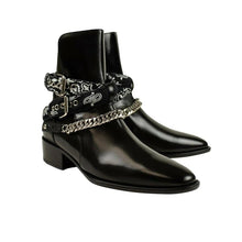 Load image into Gallery viewer, Shiny Bandana Chain Ankle Boots
