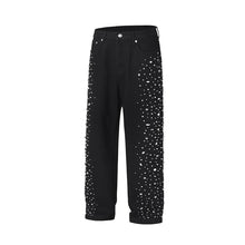 Load image into Gallery viewer, Side Pearl Crystal Denim Jeans

