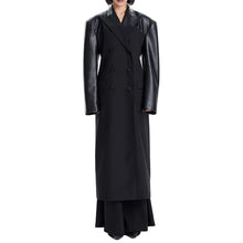 Load image into Gallery viewer, Leather Patch Sleeve Trench Coat
