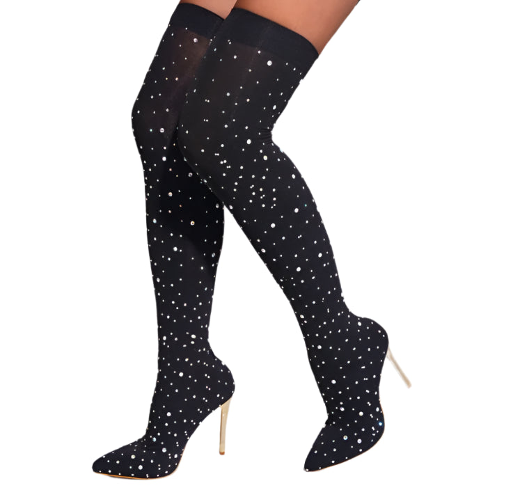 Gold Crystal Speckled Boot Leggings