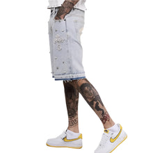 Load image into Gallery viewer, Crystal Pattern Denim Shorts
