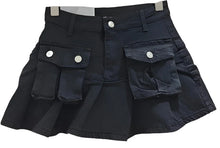 Load image into Gallery viewer, Pleated Denim Pocket Skirt
