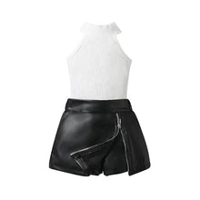 Load image into Gallery viewer, Zipper Leather Skirt Set

