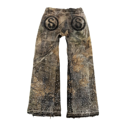 Graffiti Saint Speckled Denim jeans-Modern Baby Las Vegas