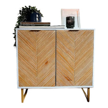 Load image into Gallery viewer, Herringbone Design Wood Storage Accent Cabinet
