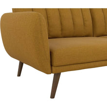 Load image into Gallery viewer, Ribbed Mustard Linen Sleeper Sofa
