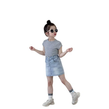 Load image into Gallery viewer, Crystal Speckled Top And Denim Skirt Set
