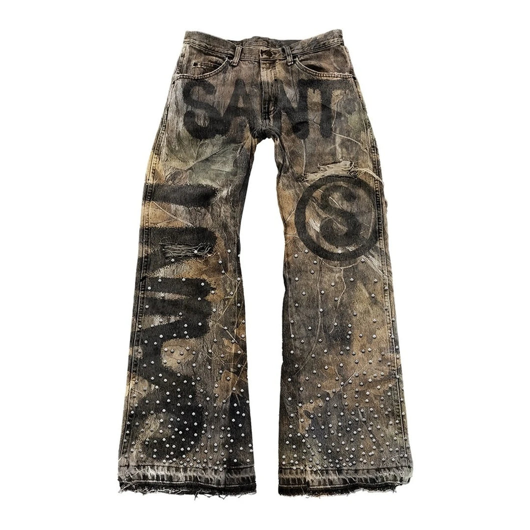 Graffiti Saint Speckled Denim jeans