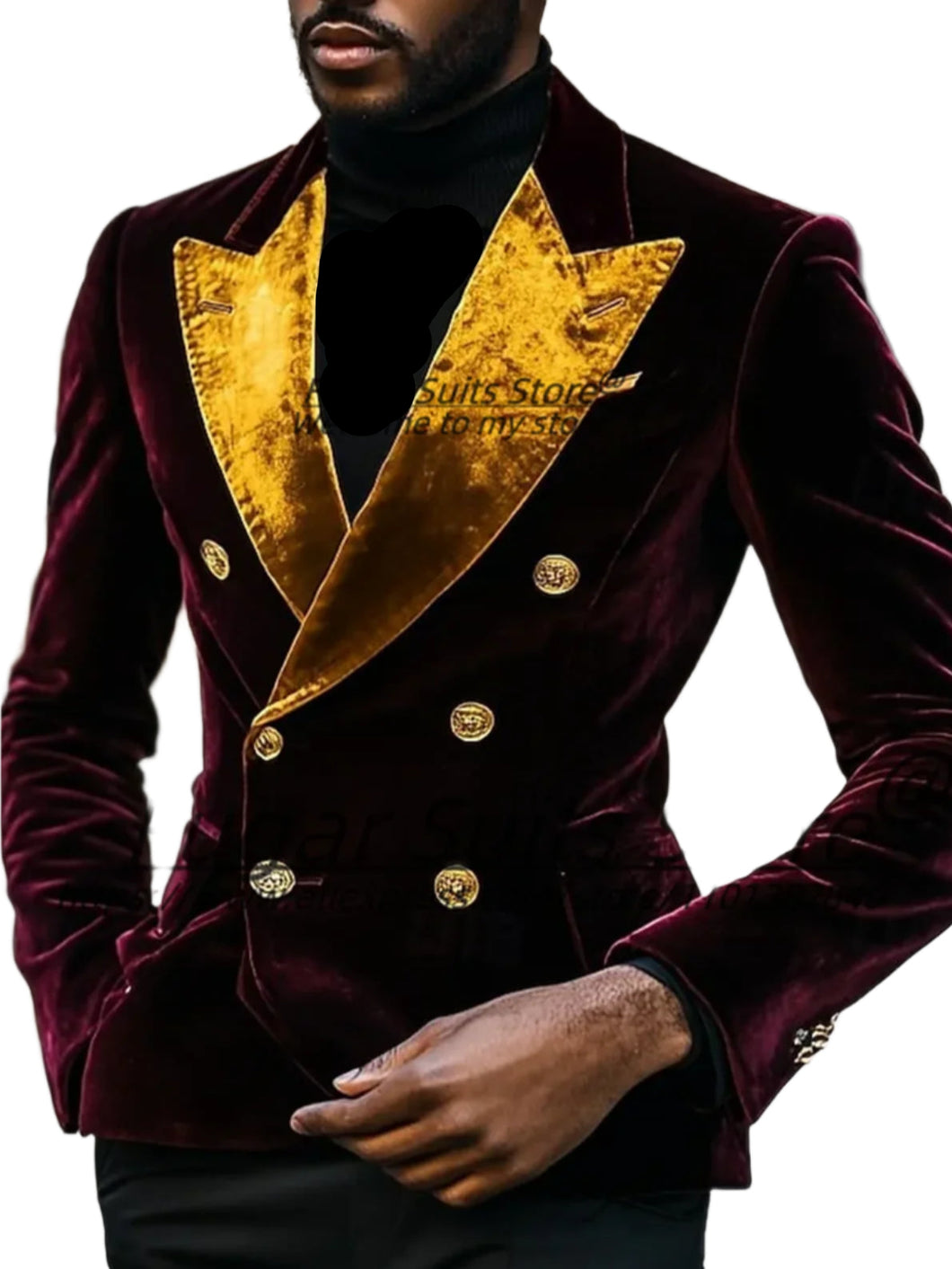 Luxury Black Patch Velvet Suit