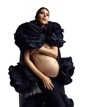 Load image into Gallery viewer, Luxury Black Rose Draped Maternity Dress
