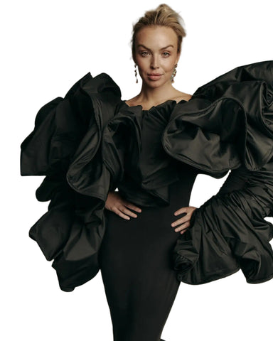 Luxe Puff Sleeve Mermaid Evening Dress-Modern Baby Las Vegas