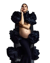 Load image into Gallery viewer, Luxury Black Rose Draped Maternity Dress
