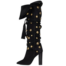 Load image into Gallery viewer, Gold Studded Knee Boots
