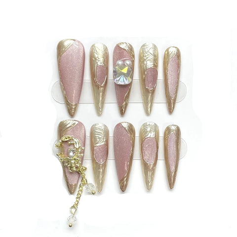 Handmade Long Stiletto Press On Nails-Modern Baby Las Vegas