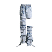 Load image into Gallery viewer, Deconstructed Denim Cargo Pants
