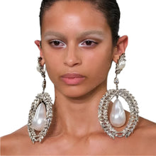 Load image into Gallery viewer, Exaggerated Diamond Large Pearl Earrings
