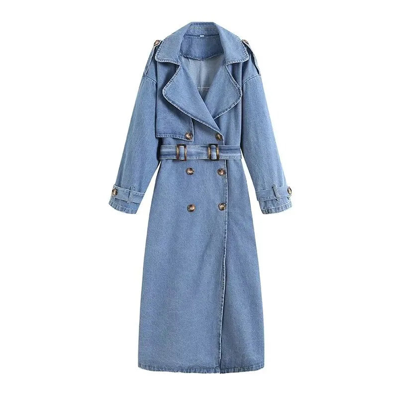 Denim Button Trench Coat