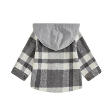 Load image into Gallery viewer, Grey Plaid Hooded Top
